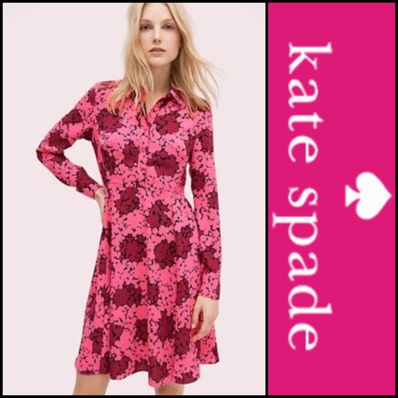 kate spade Dresses & Skirts - ♠️Kate Spade Hot Pink Bubble Dot Smocked Dress NWT